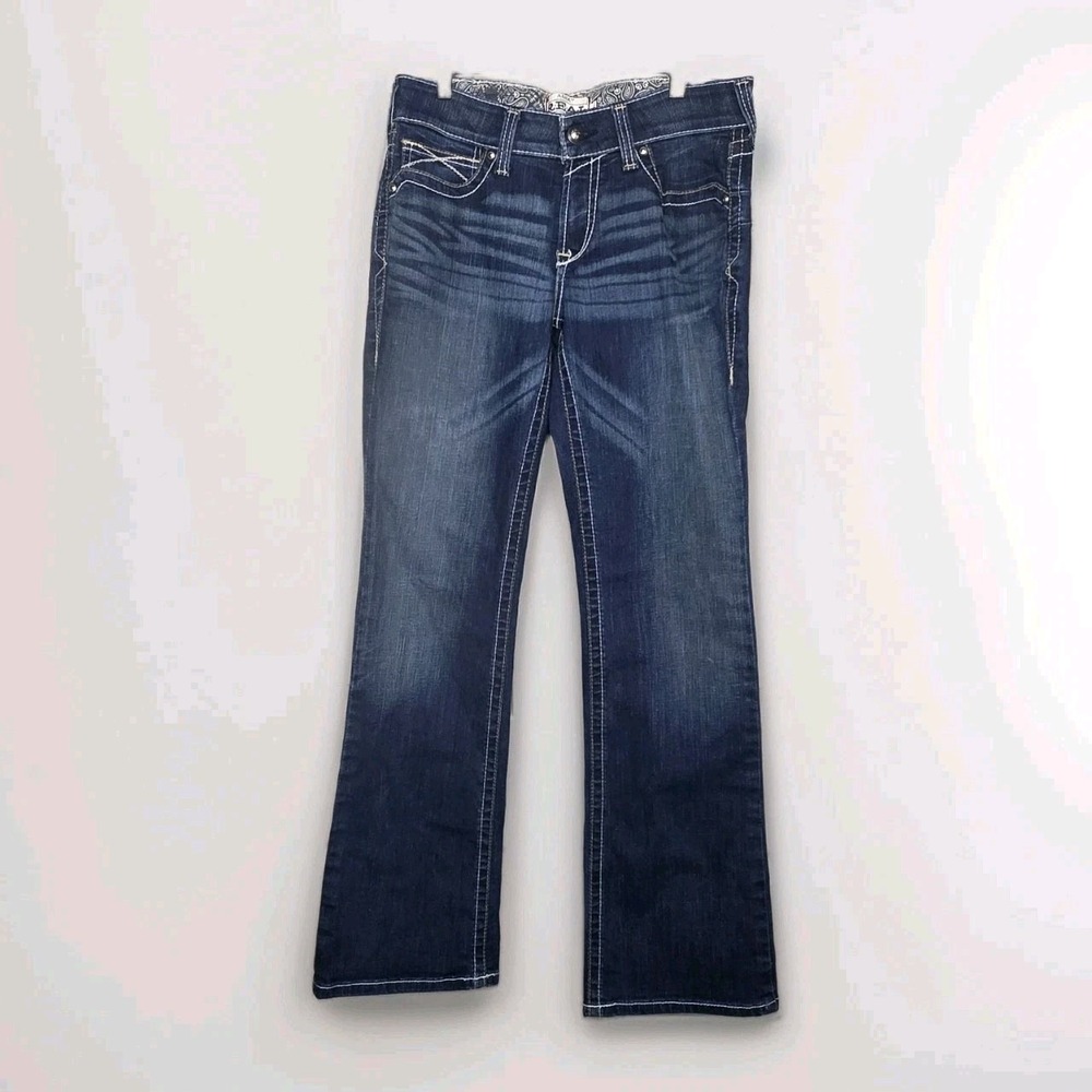 Ariat Real Mid-Rise Boot Cut Jeans Womens 30L Regular Stretch Dark Wash Denim